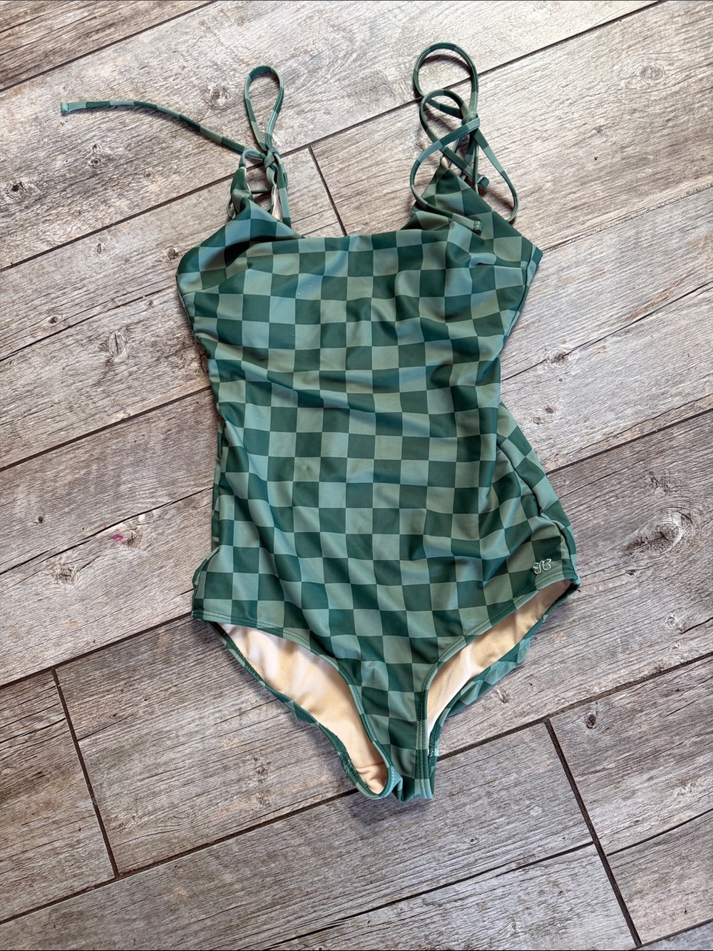 Albion Green Checkerboard One-Piece Swim Suit